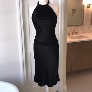 Vera Wang black satin haltercocktail dress size 4